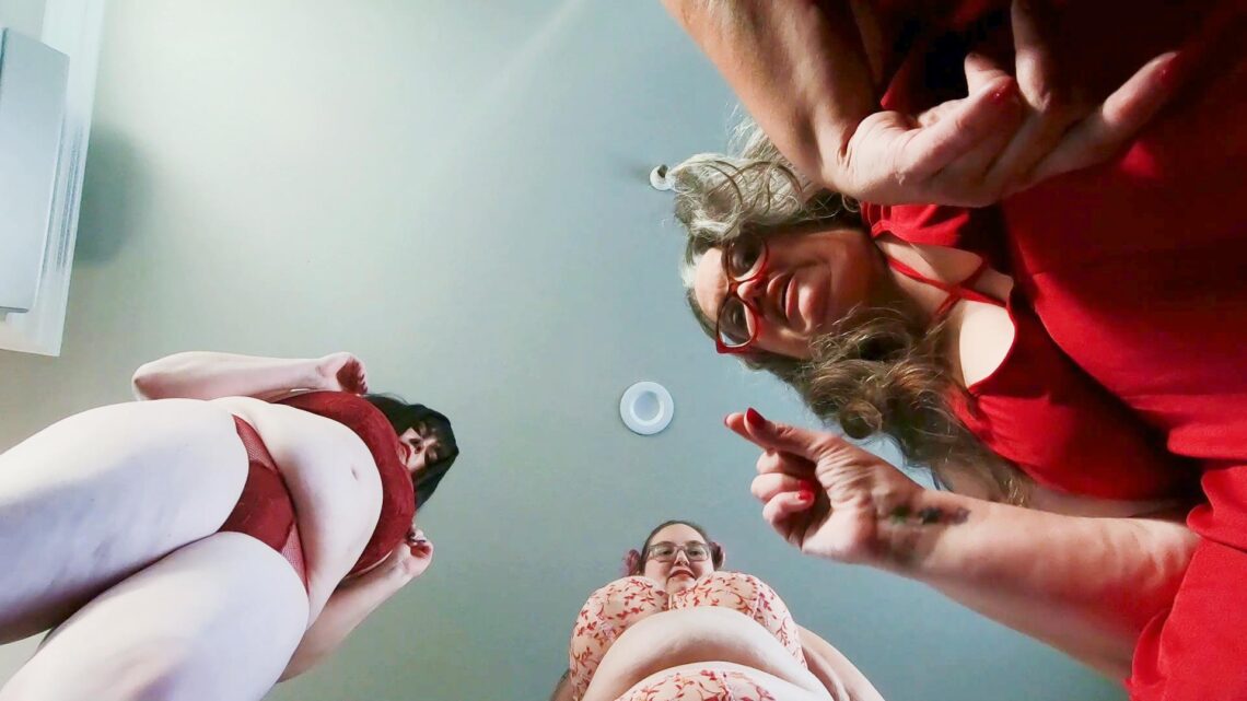 Three BBWs look down on you after shrinking you for giantess fetish domination